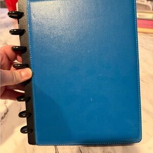 ARC Blue Leather Notebook with Black Rings with extras